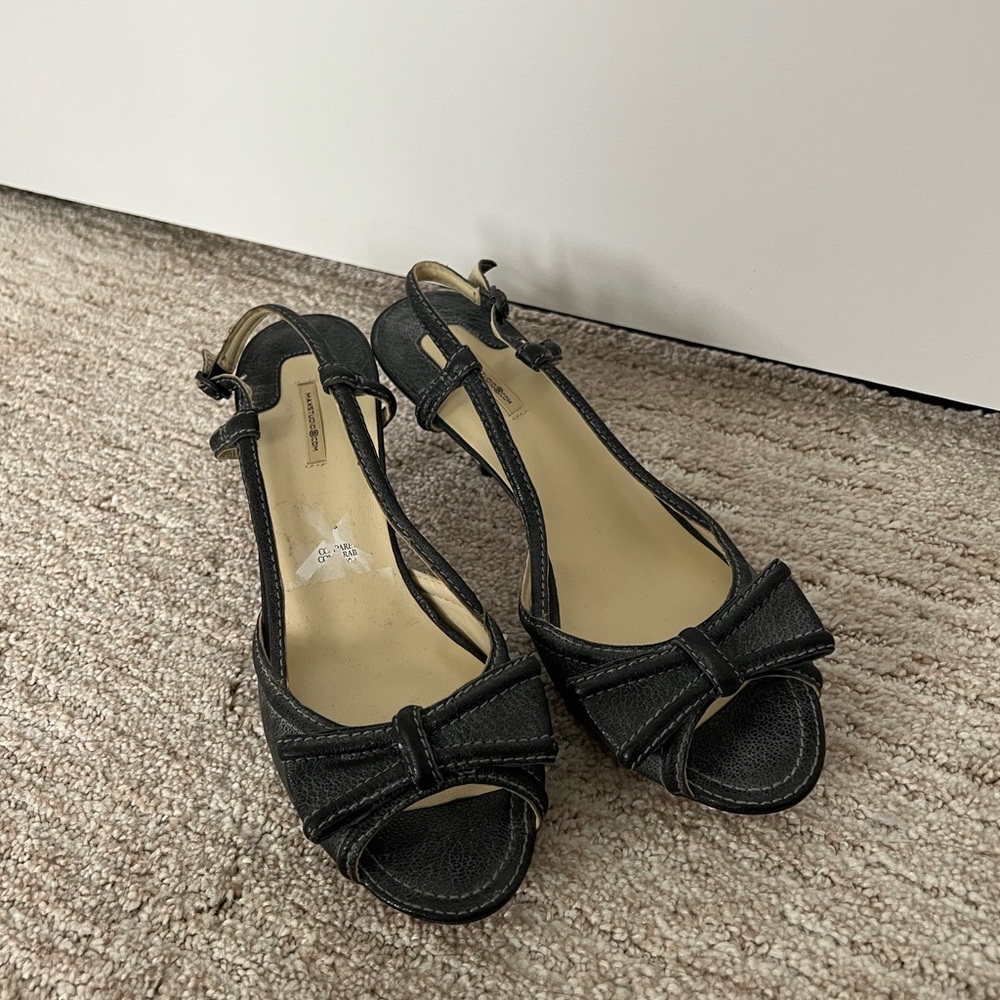 BNWT Max Studio leather kitten heels/mules with bow size 5
